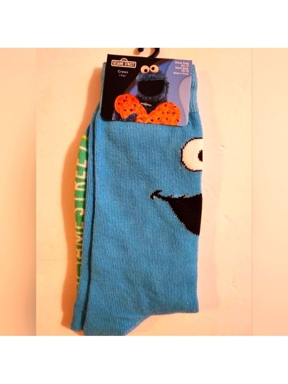 4/$25 Sesame Street Cookie Monster Socks Novelty Unisex  Hosiery New